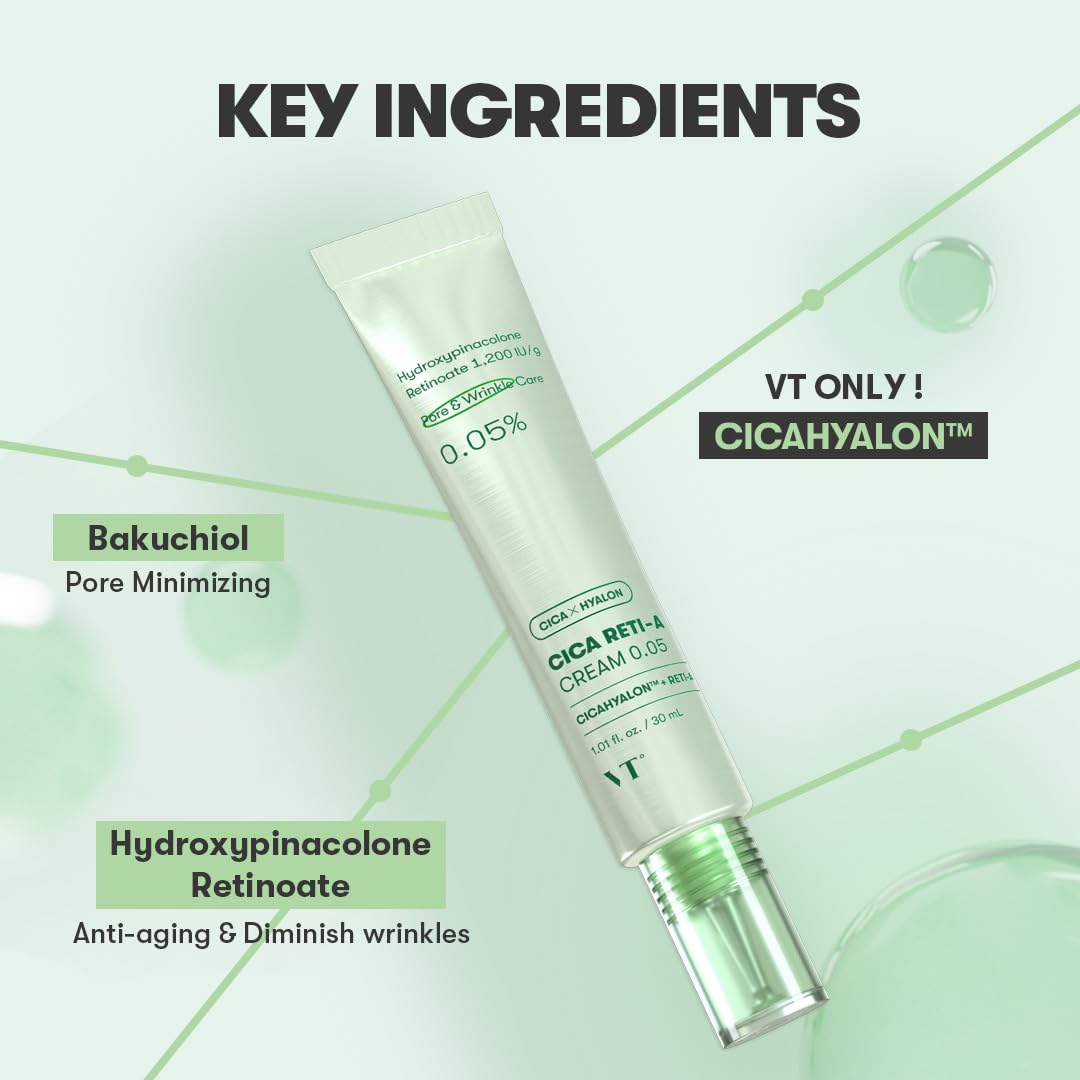 VT COSMETICS Cica Reti-A Retinol Cream 0.05 | Skin Repairing Cream For Sensitive Skin 1.01 fl oz