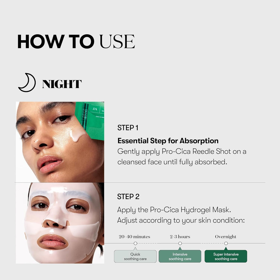 VT COSMETICS Pro Cica Reedle Shot 100 2-Step Hydrogel Mask(34.5gx4ea), Intensive Calming, Exosome Centella Asiatica, Blemish Relief, Overnight Melting Mask, Korean Facial Mask